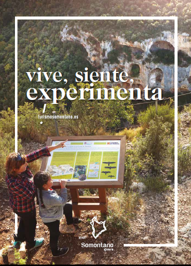 Omslag van de brochure Leef, Voel, Ervaar — Guara Somontano (Spaans)